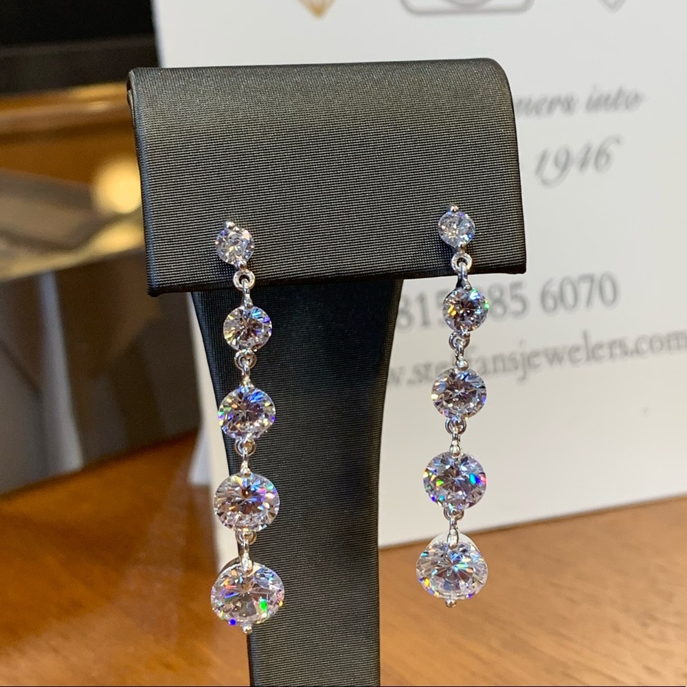 Sterling silver dangle CZ earrings